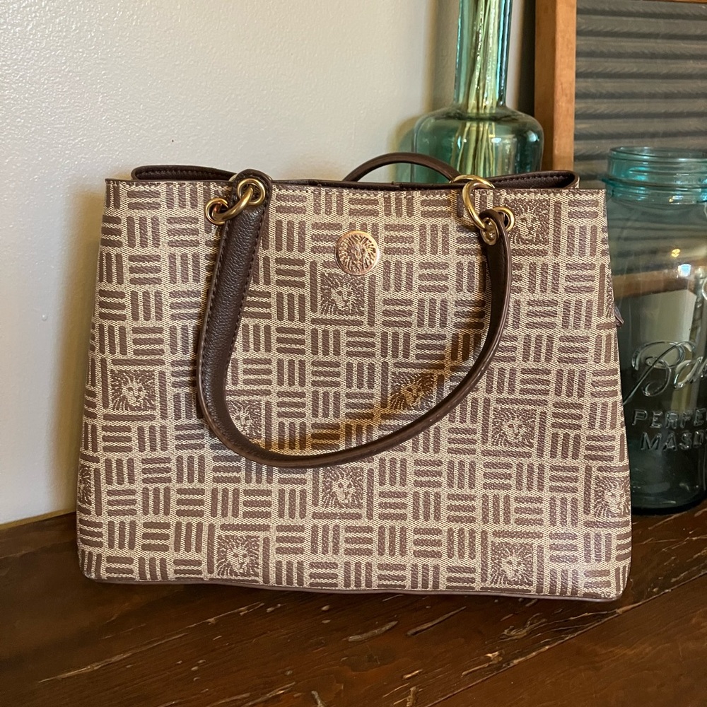 Ann Klein Signature Logo Patterned Handbag